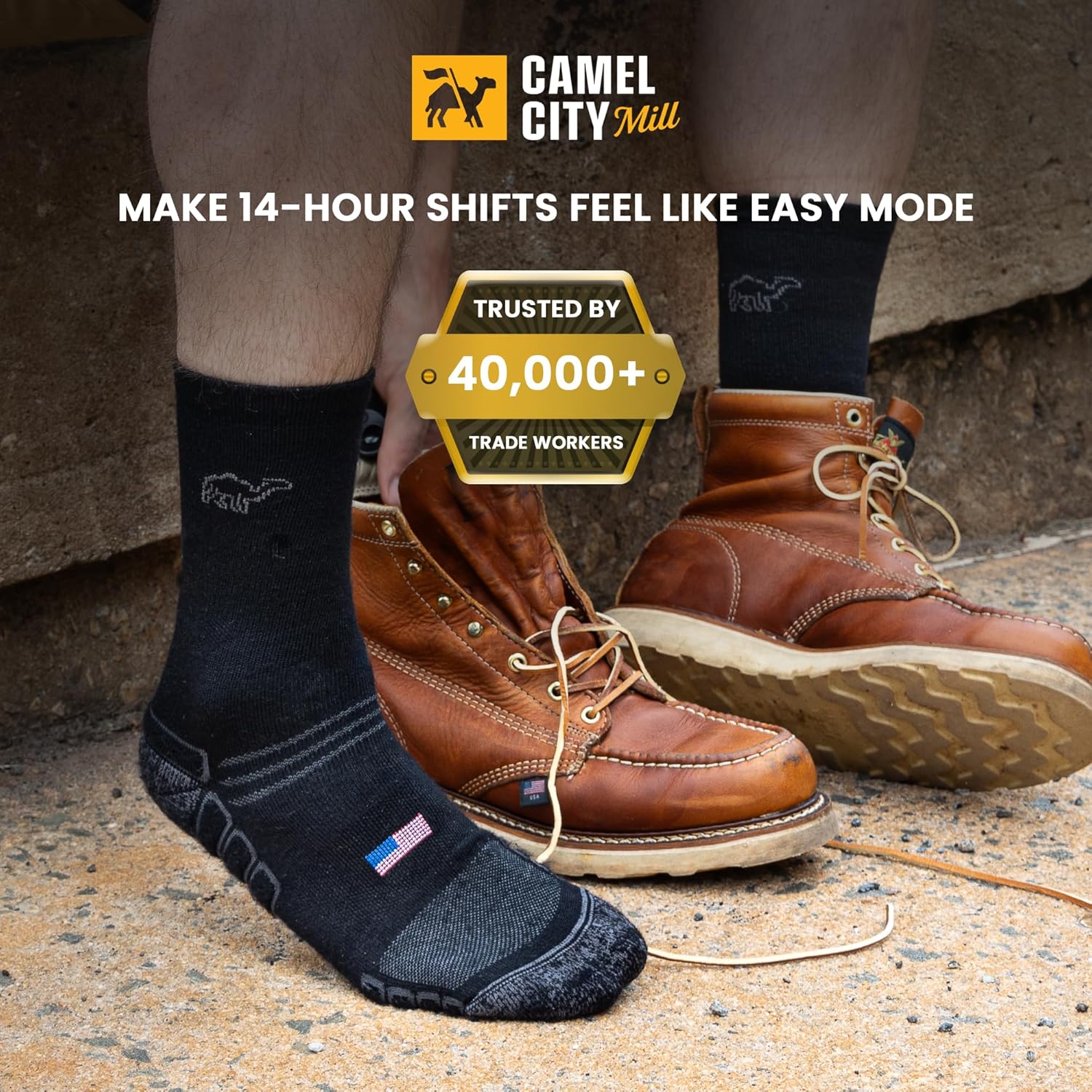 Crew Work Socks – Sweat-Wicking, Durable Wool Socks for Long Shifts – Up to 8" Boots – Made in USA