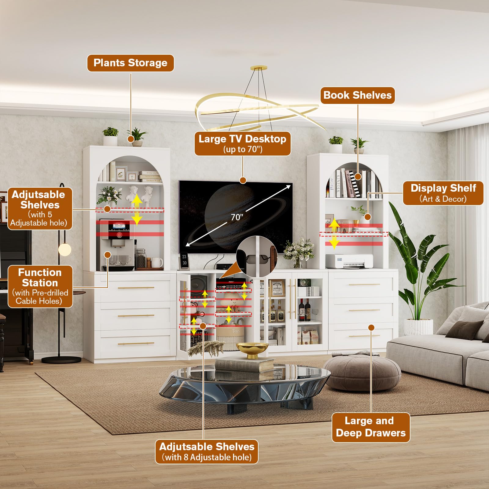 Home Entertainment Center Wall Unit for TVs up to 70', Modular TV Wall Unit Syst — product photo