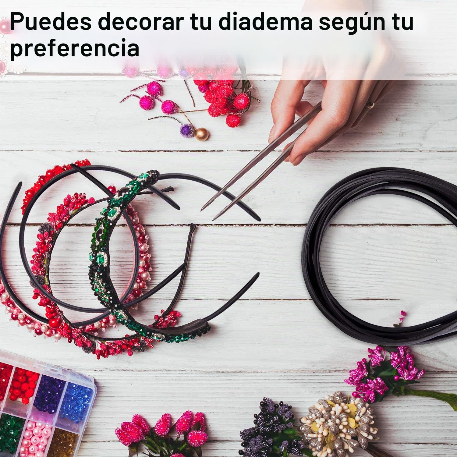Duufin 50 Piezas Diademas 1cm Negras Diademas de Pelo Diademas de Satén para Niña Mujer