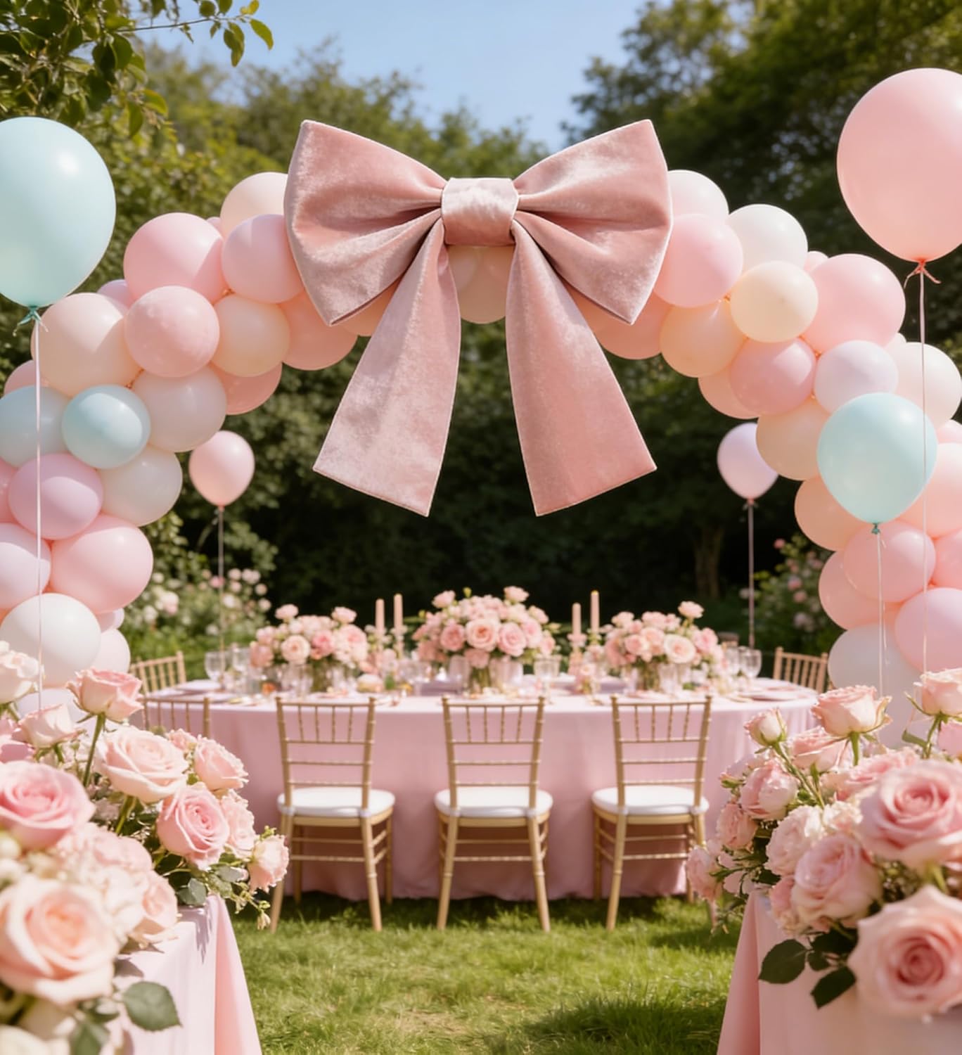 20 x 20 in Big Pink Bow Giant 3D Lrage Velvet Ribbon Bows Decor for Wedding Party Birthday Easter Home Outdoor Decorations