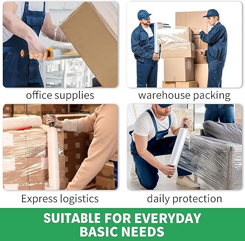 Miniatura 7 de HERKKA - Película elástica con asas, resistencia industrial, rollo de plástico para envoltura móvil, envoltura retráctil para envoltura de paletas,