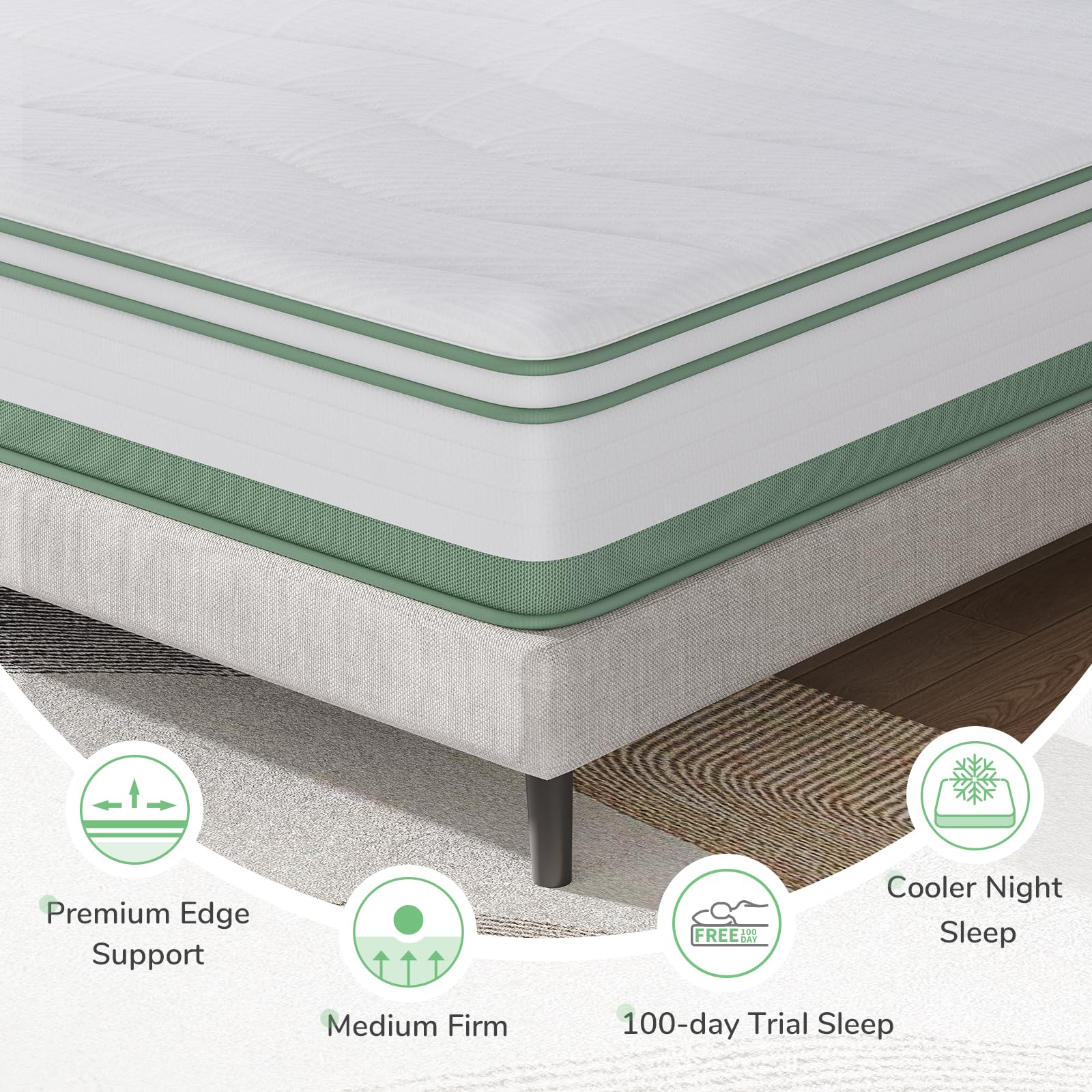 Novilla Hybrid Twin XL Mattress, 10 Inch 5Zone Mattress