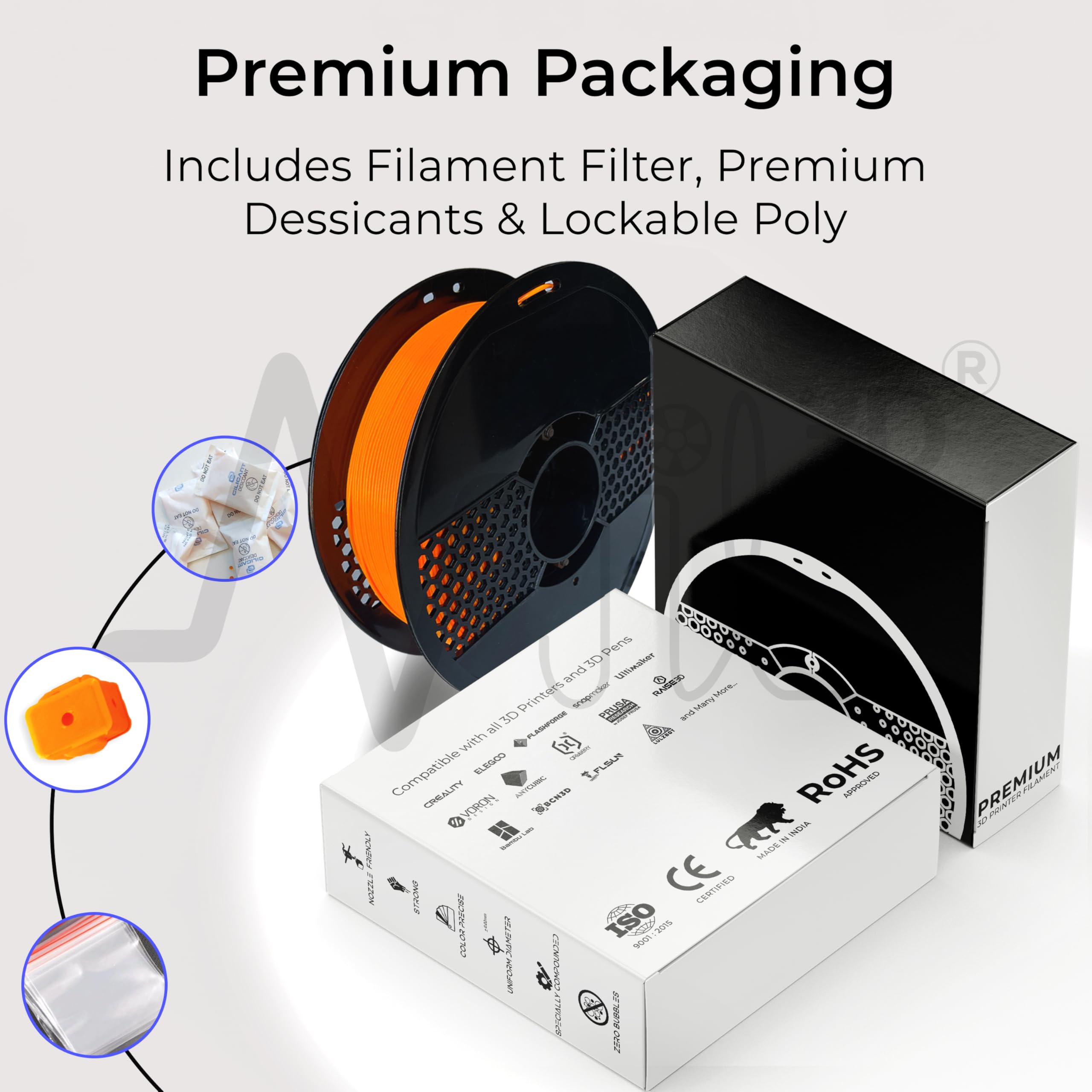 NFIL3D Premium HS PLA+ Fluoro Orange - 3D Printing Filament | Compatible with All 3D Printers | 1.75mm | 1Kg Net Weight | (2.20 lbs) 2