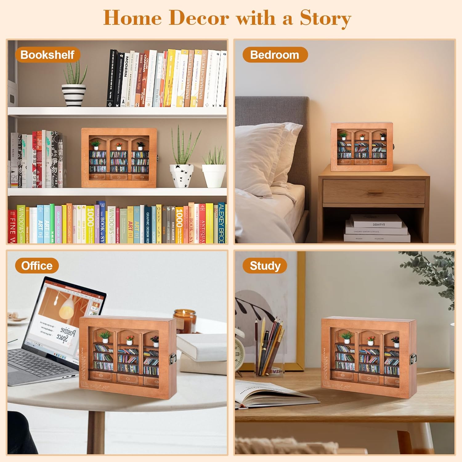 Anxiety Bookshelf with 200 Mini Books, Mini Library Decor, Shake Away Your Anxiety, Includes 1 Bookshelf, 3 Plant Flowers, and 1 Tweezers, Perfect for Book Lovers, Students, Family, and Friends