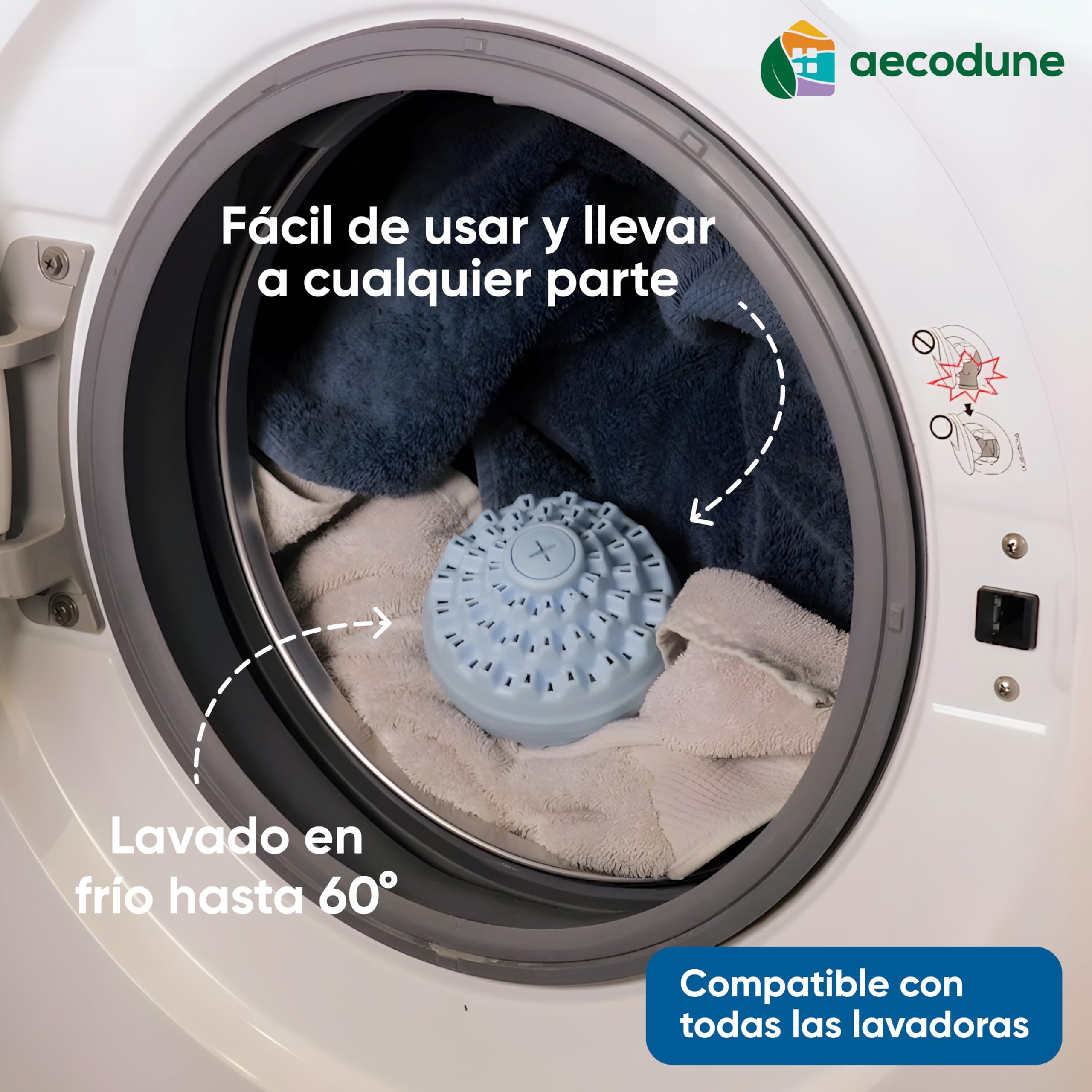 aecodune 2 Años de Detergente Ecológico Económico 240 Lavados - Bola de Lavado para Lavadora - Perlas de Ropa Detergente en Polvo Natural Zero Desperdicio - Hipoalergénico Lavanda - Anti Cal