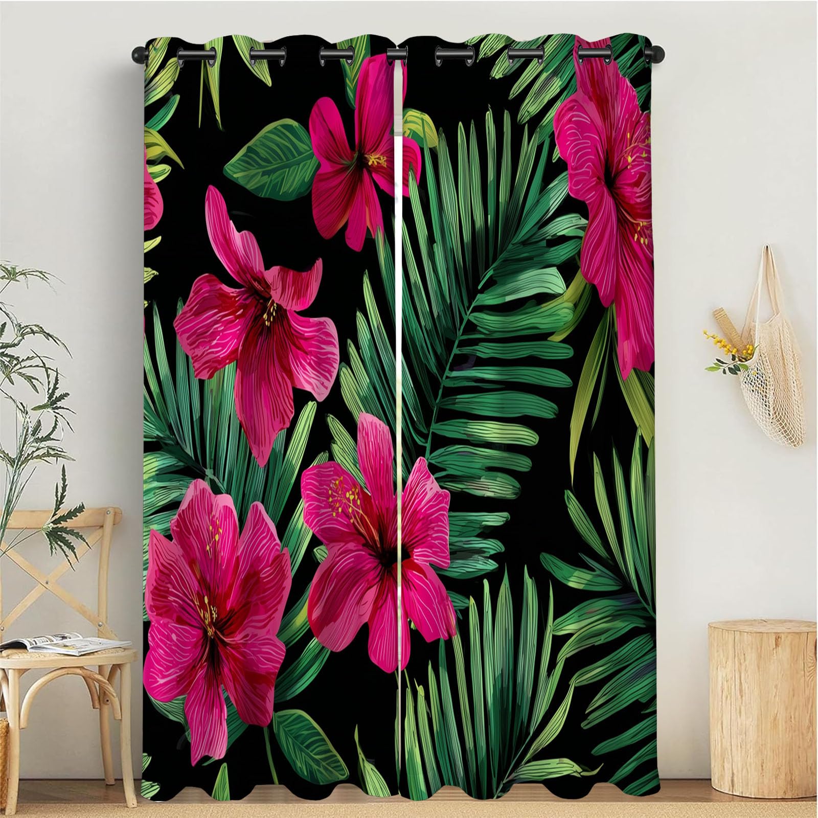 Rideaux occultants chambre et salon imprimé 3D 140x240 cm isolants phoniques