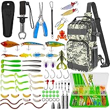 THKFISH 79 Pcs Fishing Tool Kit, Sac &agrave; dos de p&ecirc;che avec des Bo&icirc;tes &agrave; Enrouler Pinces De P&ecirc;che Kit De P&ecirc;che App&acirc;t Leurre Gear Kit Inclure Fish Hook Remover, Leurres de p&ecirc;che, Lip Gripper