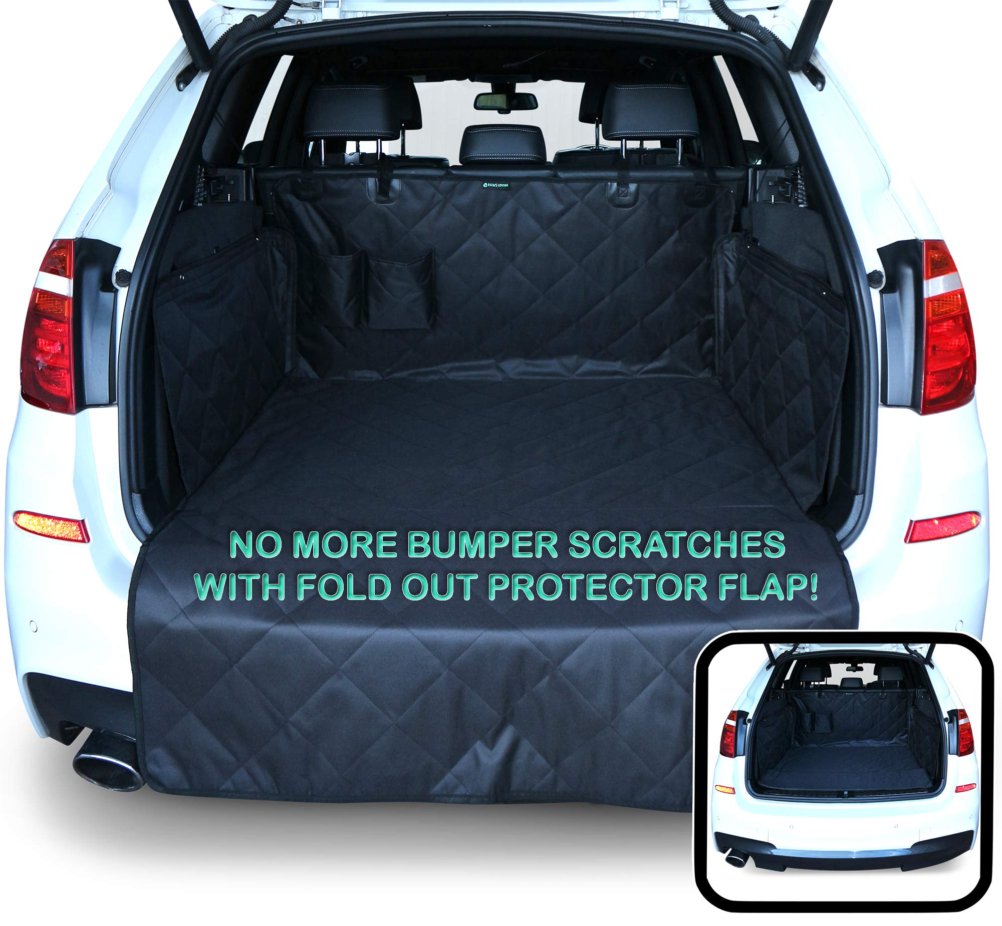 Protector Maletero de Coche para Perros con protección de Parachoques - Funda Resistente con 4 Capas - Cubre Maletero Impermeable y Antideslizante - Ajuste Universal para Maletero Hatchback o SUV