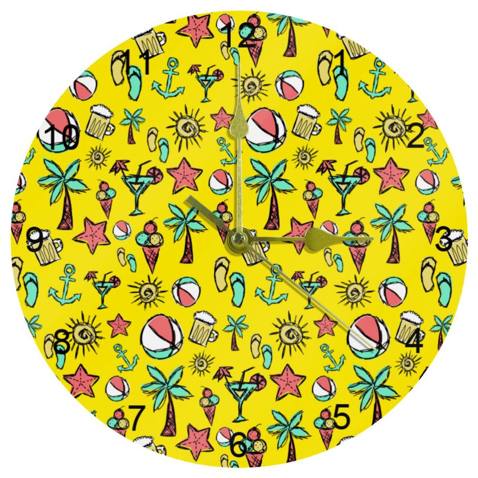 Horloge murale silencieuse contre le tic-tac nocturne grande pendule de bureau jaune