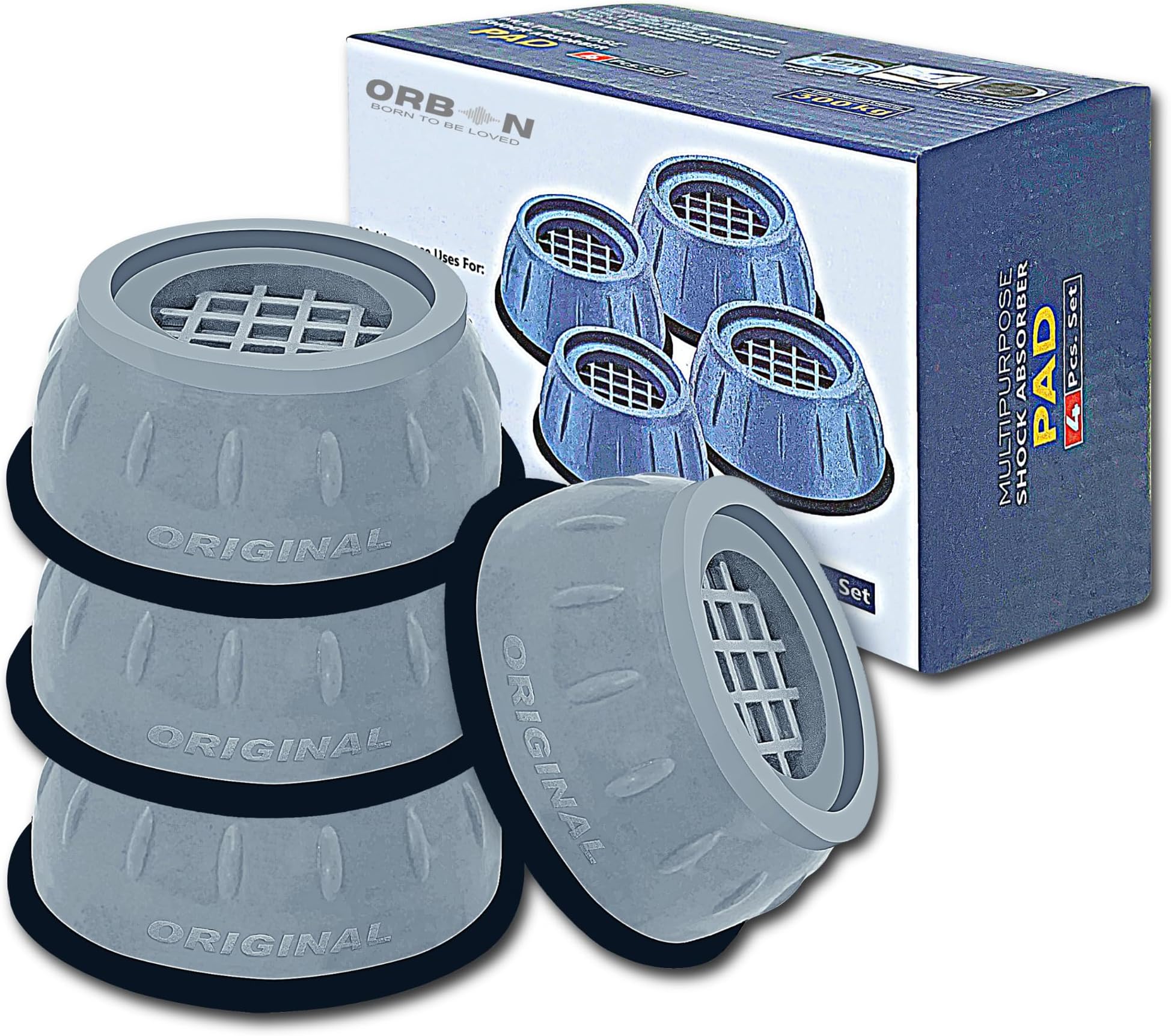 ORBON Anti Vibration Pads for Washing Machine | Washing Machine Vibration Pads | Washing Machine Bush for Vibration | Washing Machine Anti Vibration Pad | Laser Embossed with Enhanced Grip | Set of 4