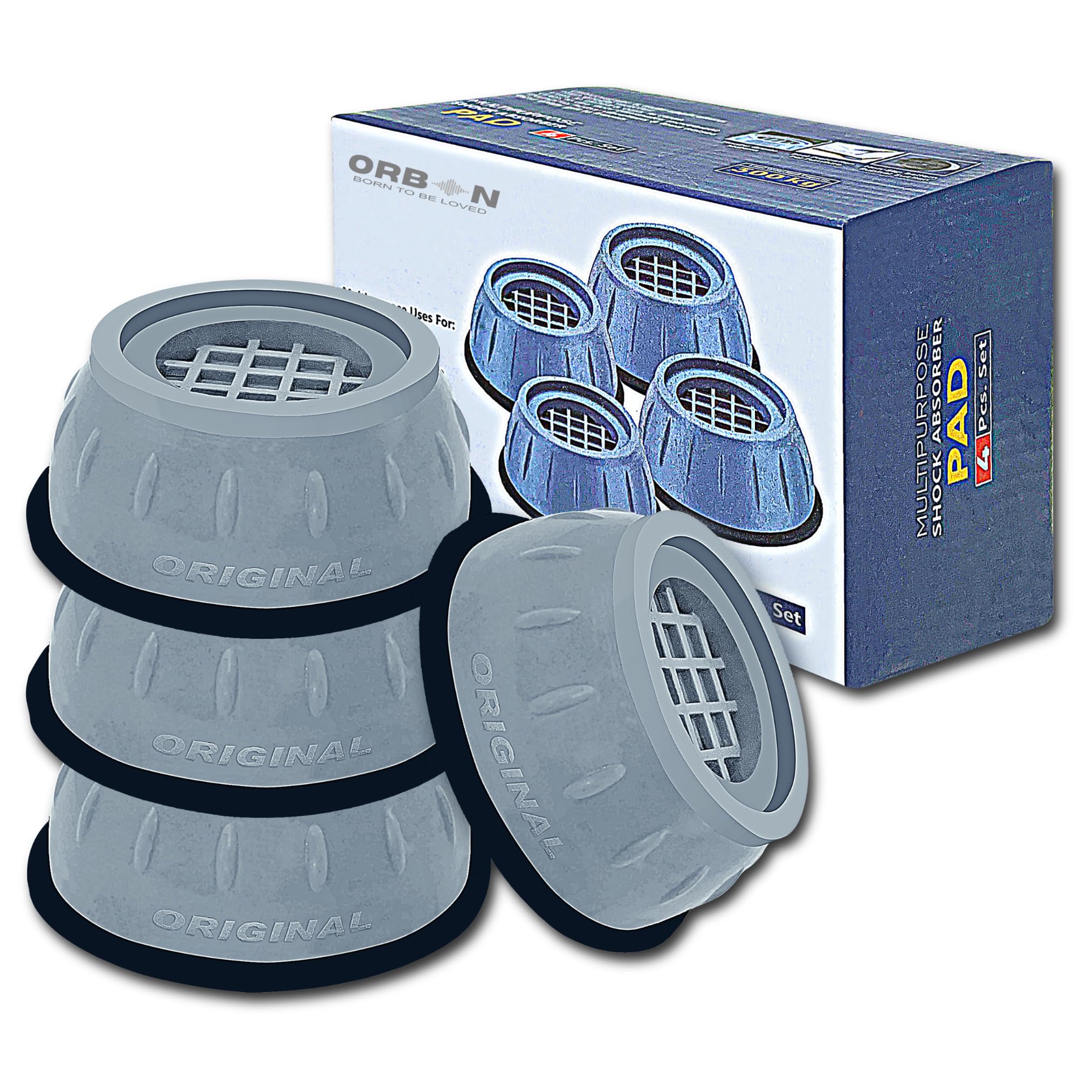 ORBON Anti Vibration Pads for Washing Machine | Washing Machine Vibration Pads | Washing Machine Bush for Vibration | Washing Machine Anti Vibration Pad | Laser Embossed with Enhanced Grip | Set of 4