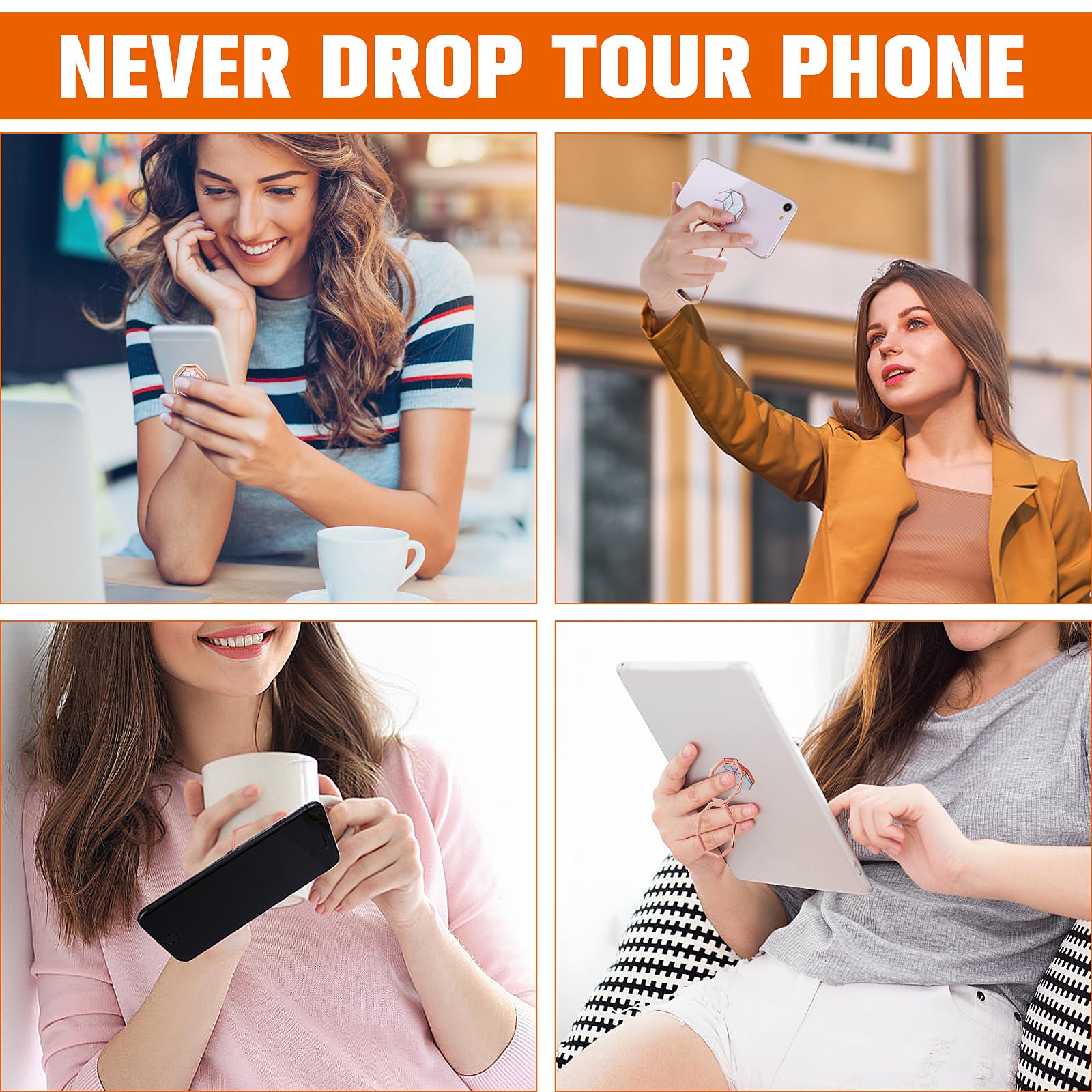 Handy Ring Halterung Selbstklebend – 360° Drehbar, Faltbar, Aus Metall, Mit Ersatz-Klebeaufklebern, Für Smartphones & Tablets