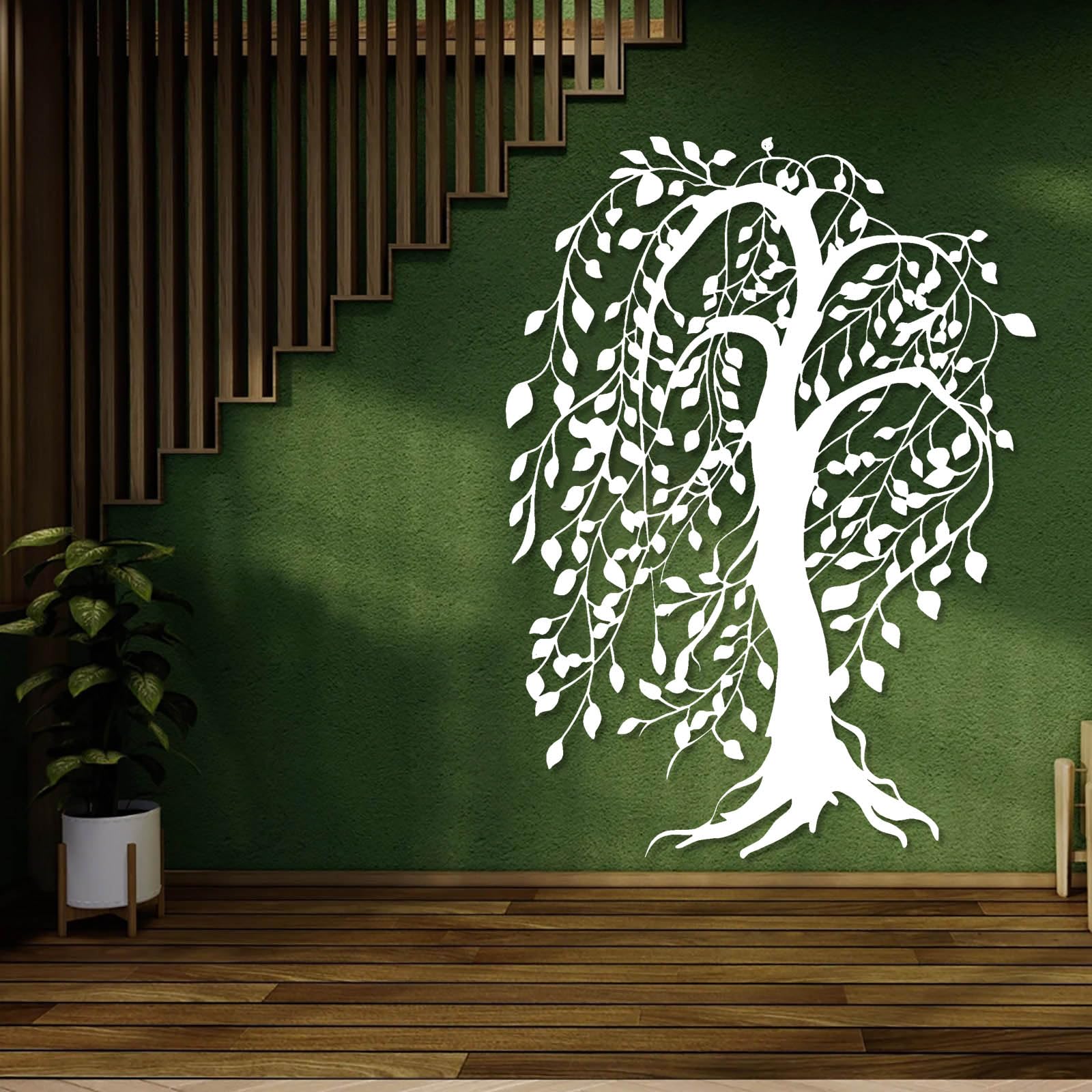 Árbol de Arte de Pared de Metal, Rama Extragrande, decoración de Pared, árbol genealógico, Adorno Grande de Sauce para Sala de Estar, Regalo de inauguración de casa (39" x