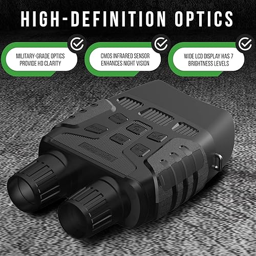 Miniatura 5 de Bush Tech Prismáticos de visión nocturna prismáticos infrarrojos de grado militar con cámara para caza y vigilancia prismáticos de alta potencia