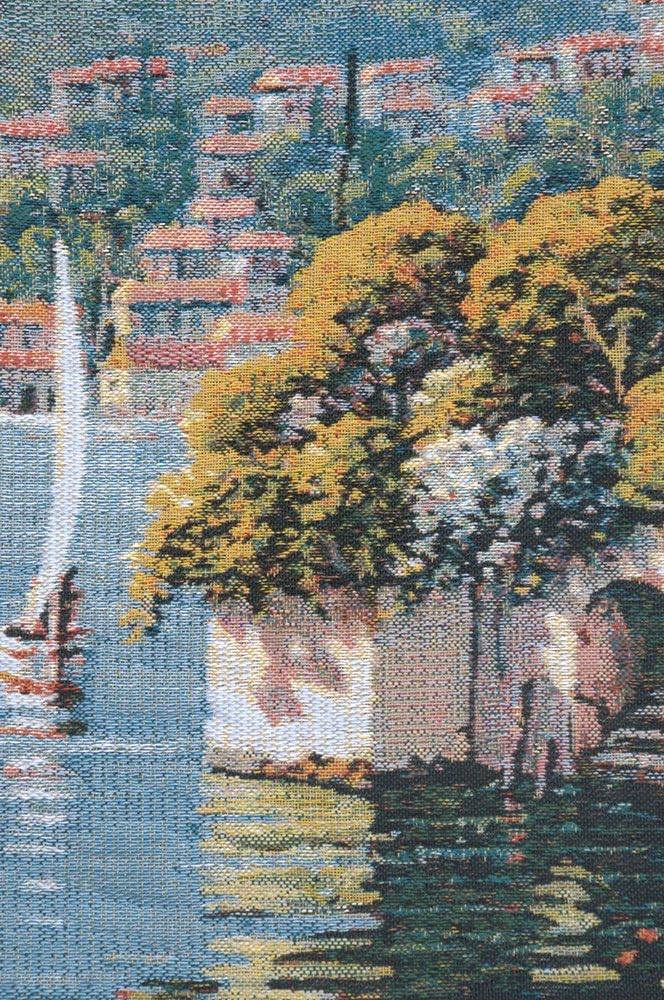 C Charlotte Home Furnishings Inc Varenna Reflections Village Left Cushion Cover | Decorative Cushion Case with Pure Cotton | 17x17 Inch Cushion Cover for Living Room | Inspired by Robert Pejman