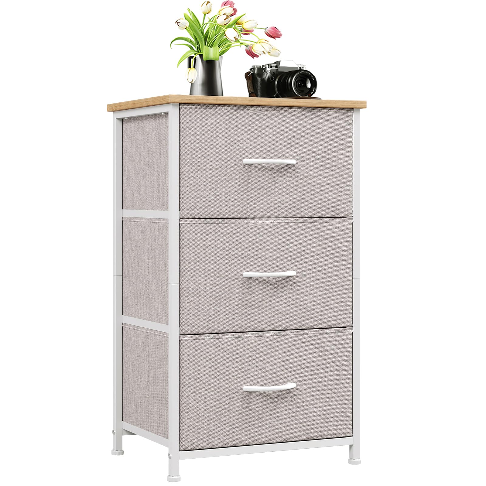 Somdot Chest of Drawers with 3 Drawers, Bedroom Fabric Dresser Storage Organiser for Closet Bedside Living Room Laundry Entryway Hallway, Ash Grey — image 1