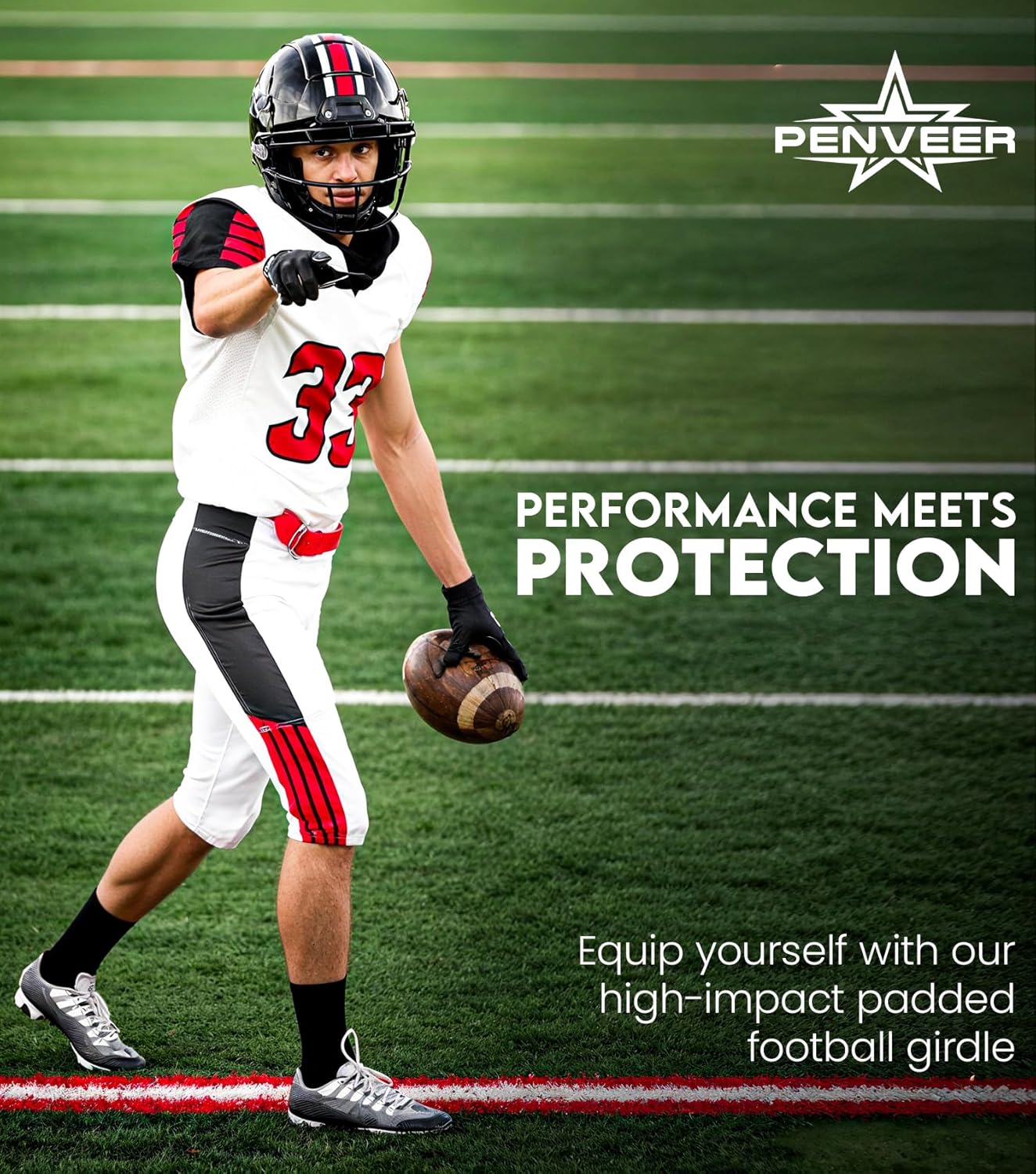 5.0 Football Girdle for Men & Boys with Cup Pocket - Padded Compression Shorts with Integrated Hip, Thigh & Tailbone Pads for Maximum Protection - Image 6