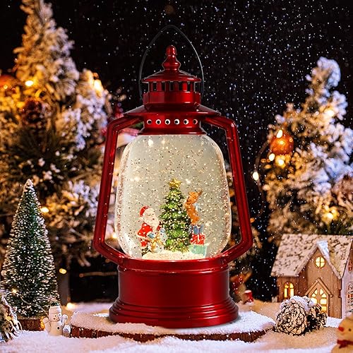 Miniatura 6 de MUMTOP Linterna de globo de nieve de Navidad, linterna de Papá Noel, globo de nieve con caja de música y alimentado por USB y funciona con pilas,