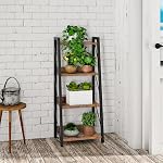 HOOBRO Ladder Shelf, 4-Tier Bookshelf, Corner Bookcase, Freestanding Storage Shelf Display Organizer, for Living Room, Bedroom, Home Office, Kitchen, Rustic Brown and Black BF304CJ01