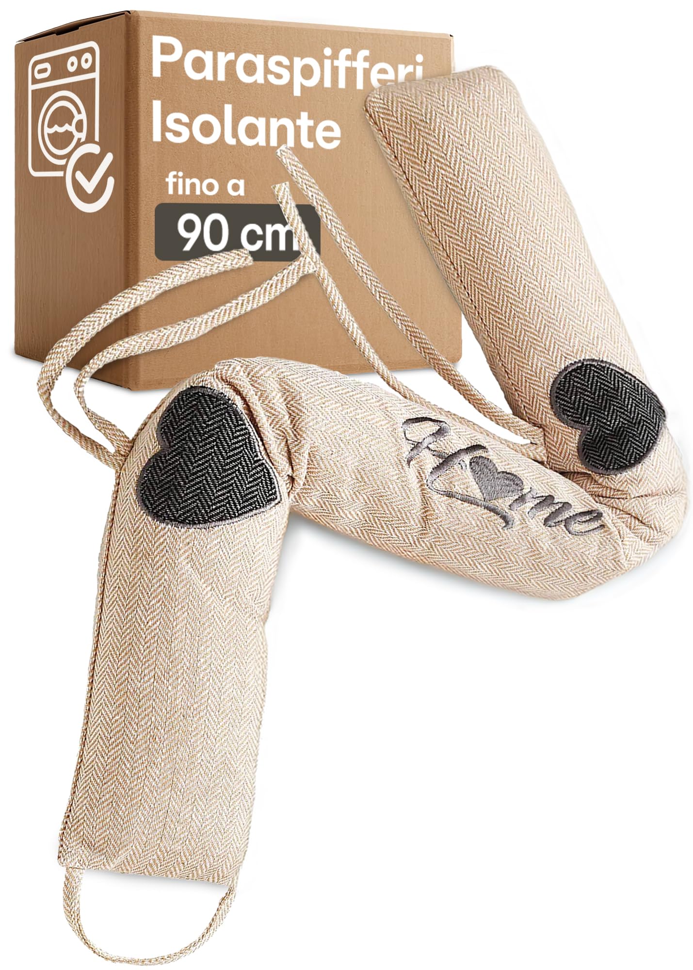 Praknu Paraspifferi Isolante per Porte e Finestre 90 cm - Lavabile - Risparmio Energetico - Extra Pesante - Beige