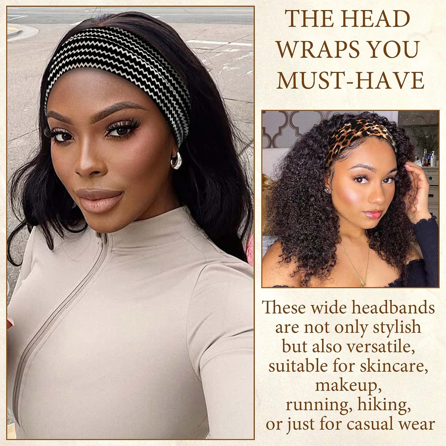4 Pack Wide Headbands for Women Cute Boho Headband Stripe Knotted Turban Head Bands Soft Hair Wraps African Head Scarf Fashion Turban Hairband Large Scarf Headband For Women’s Hair Accessories