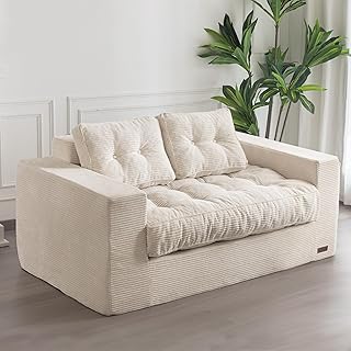 MAXYOYO Bean Bag Chair for Adults, Upholstered Floor Sofa with Armrests, Loveseat Boneless Couch