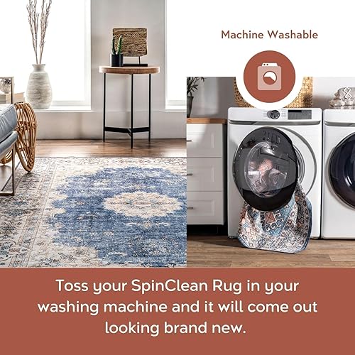 Miniatura 3 de nuLOOM SpinClean - Tapete de área lavable a máquina, resistente a las manchas, con parte trasera antideslizante y perfil bajo, para sala de estar,