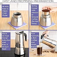 Vista 5 de Mixpresso Olla de café expreso Greca de 12 tazas, 20.3 fl oz/20 onzas, olla moka con diseño de percolador de café, cafetera de acero inoxidable