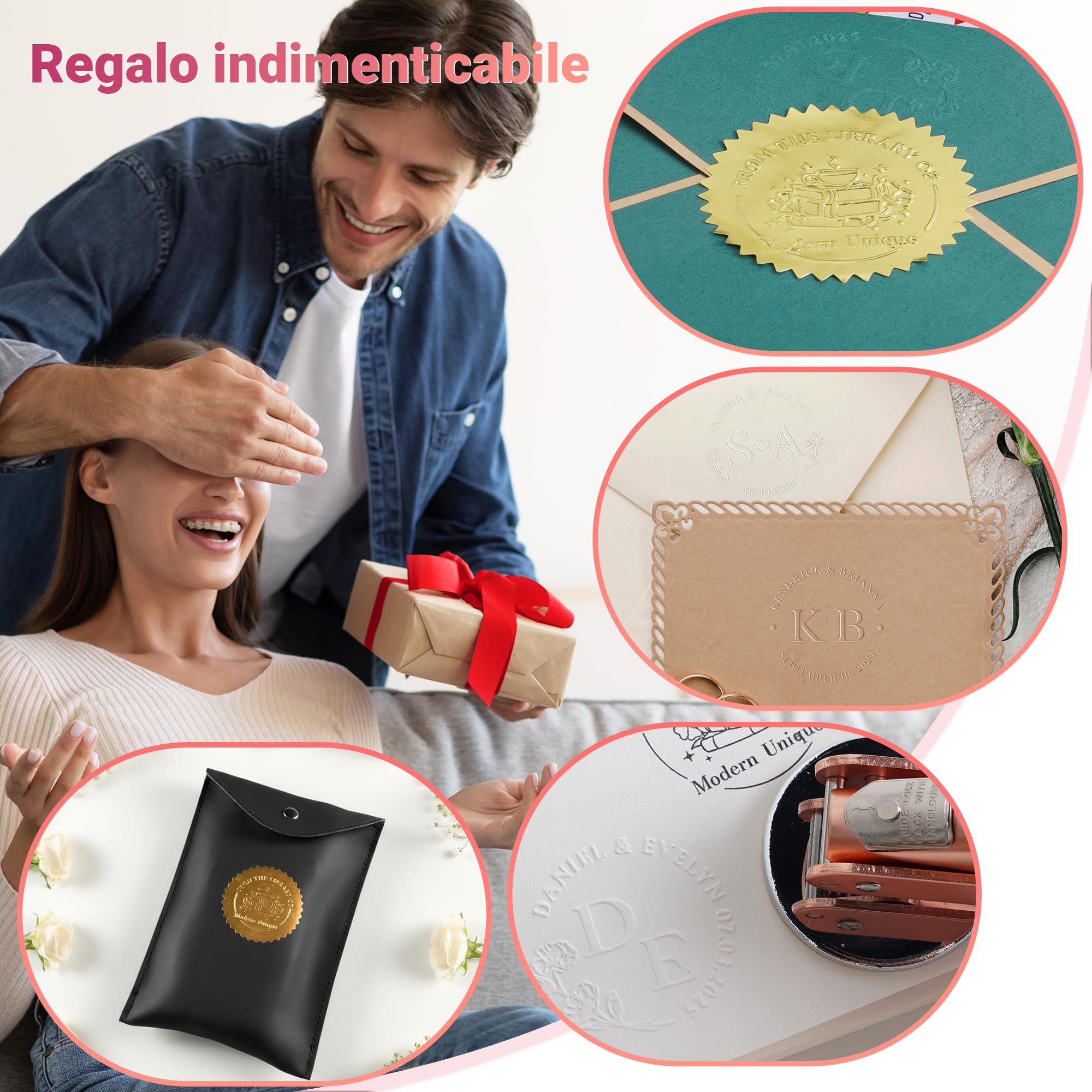Easycosy Embosser per Libri Personalizzato, Mini Goffratrice Personalizzata con Testo, Timbri per Nome Personalizzati, Ex Libris Timbro, Idee Regalo per Carte, Biblioteche, Buste