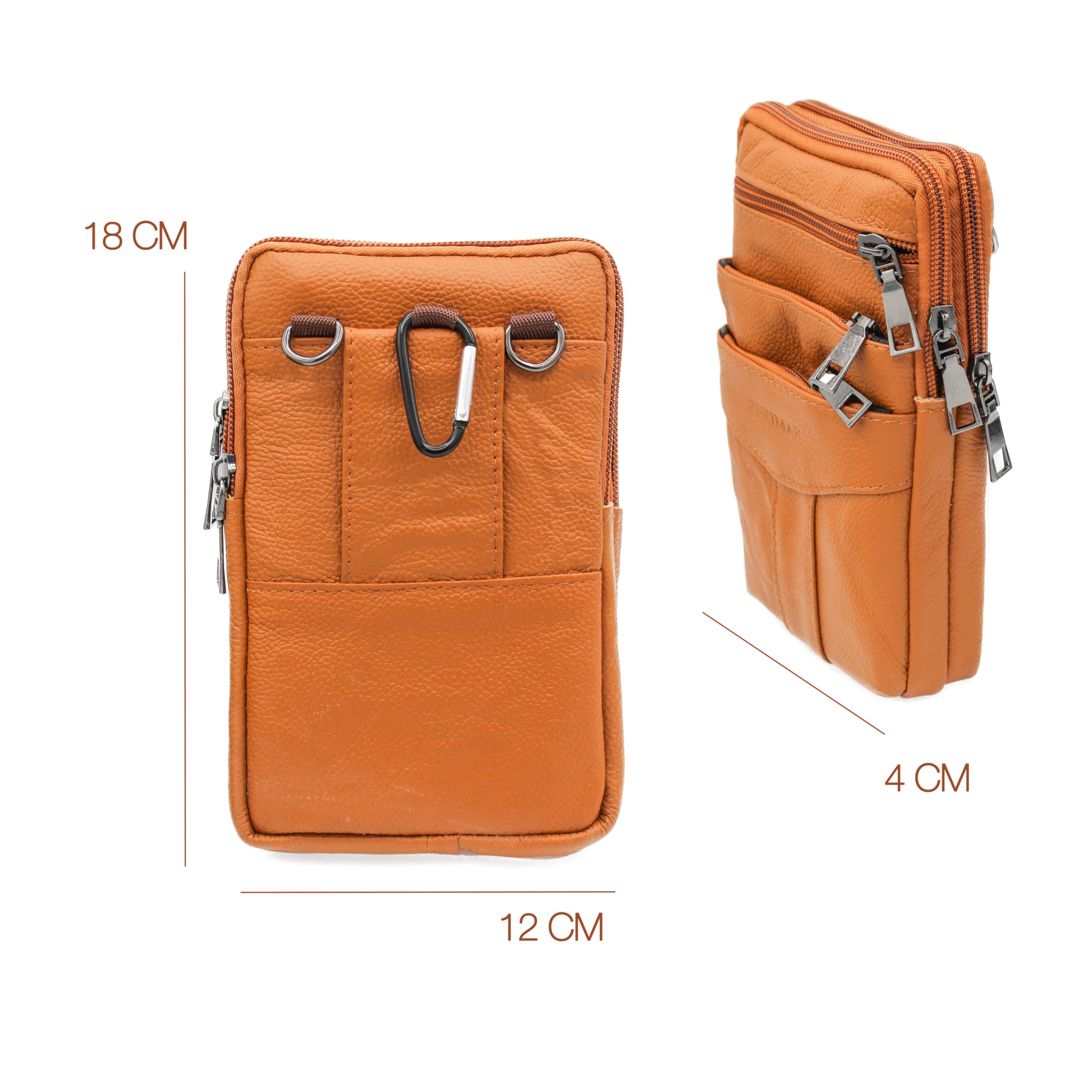Zerimar Bandolera Pequeña Piel Natural | Bolso Bandolera Hombro Cuero | Bandolera Cuero Casual | Bolso de Mujer y Hombre | Medidas 18x12x4 cm