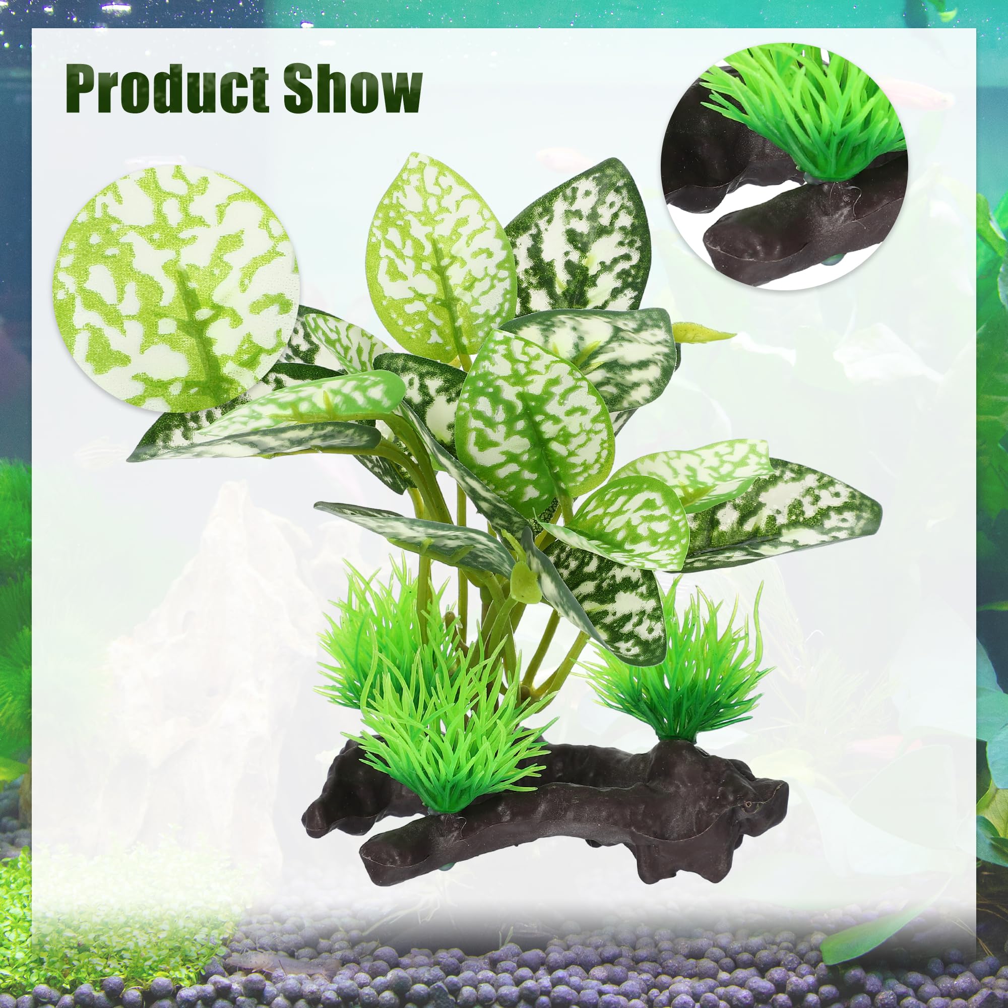 CAPASTEC Aquarium Plastic Plants, Driftwood Betta Silk Plants, Silk Plants Aquarium Set Decorations, Silk Aquarium Plants for Betta Fish (Green, 5pcs)