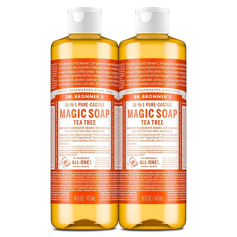 Sabonete líquido Pure-Castile de melaleuca Dr. Bronner's, 473 mL, pacote com 2