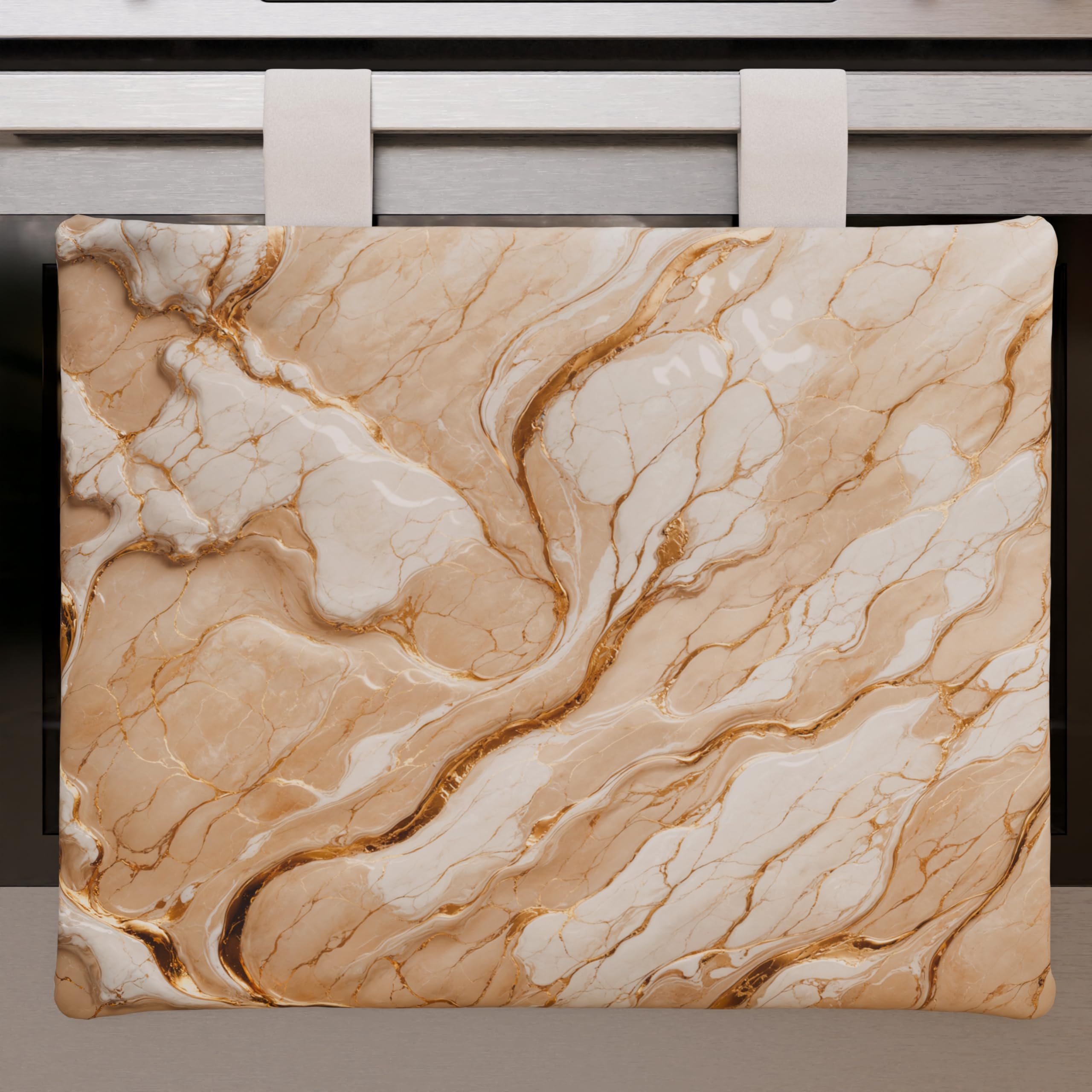 PETTI Artigiani Italiani - Modern Beige Marble Effect Kitchen Oven Cover, 40 x 50 cm, 100% Made in Italy