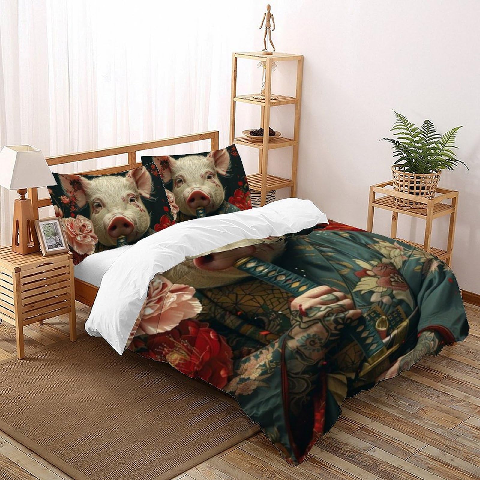 Housse de couette sanglier respirante anti-plis lit double 200x200