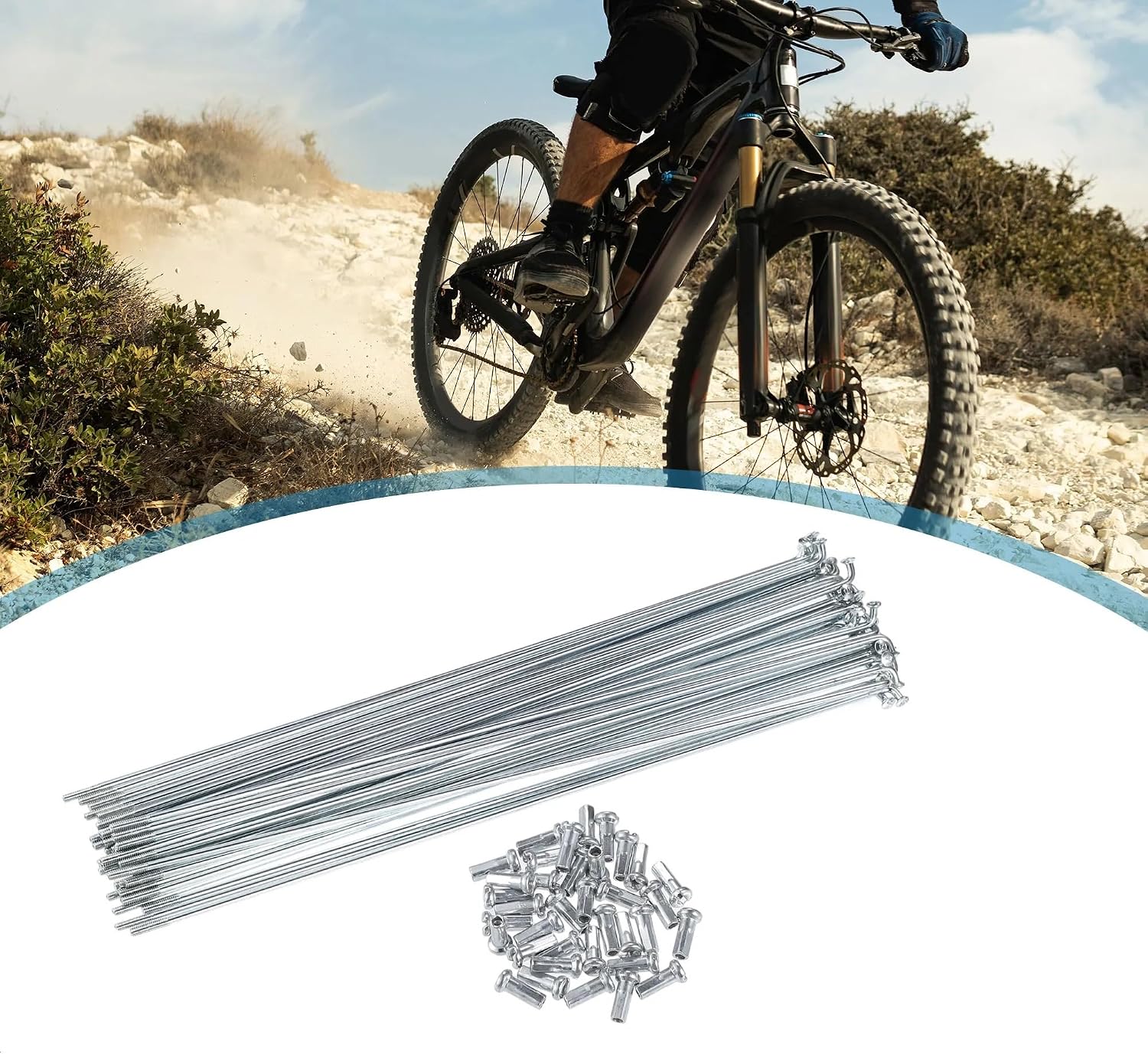 36Pcs 14G J Bend Bicycles Steel Spokes 200MM 7.87" Cycle Spokes with Brass Nipples Steel Spokes for Mountain Road Bike Parts