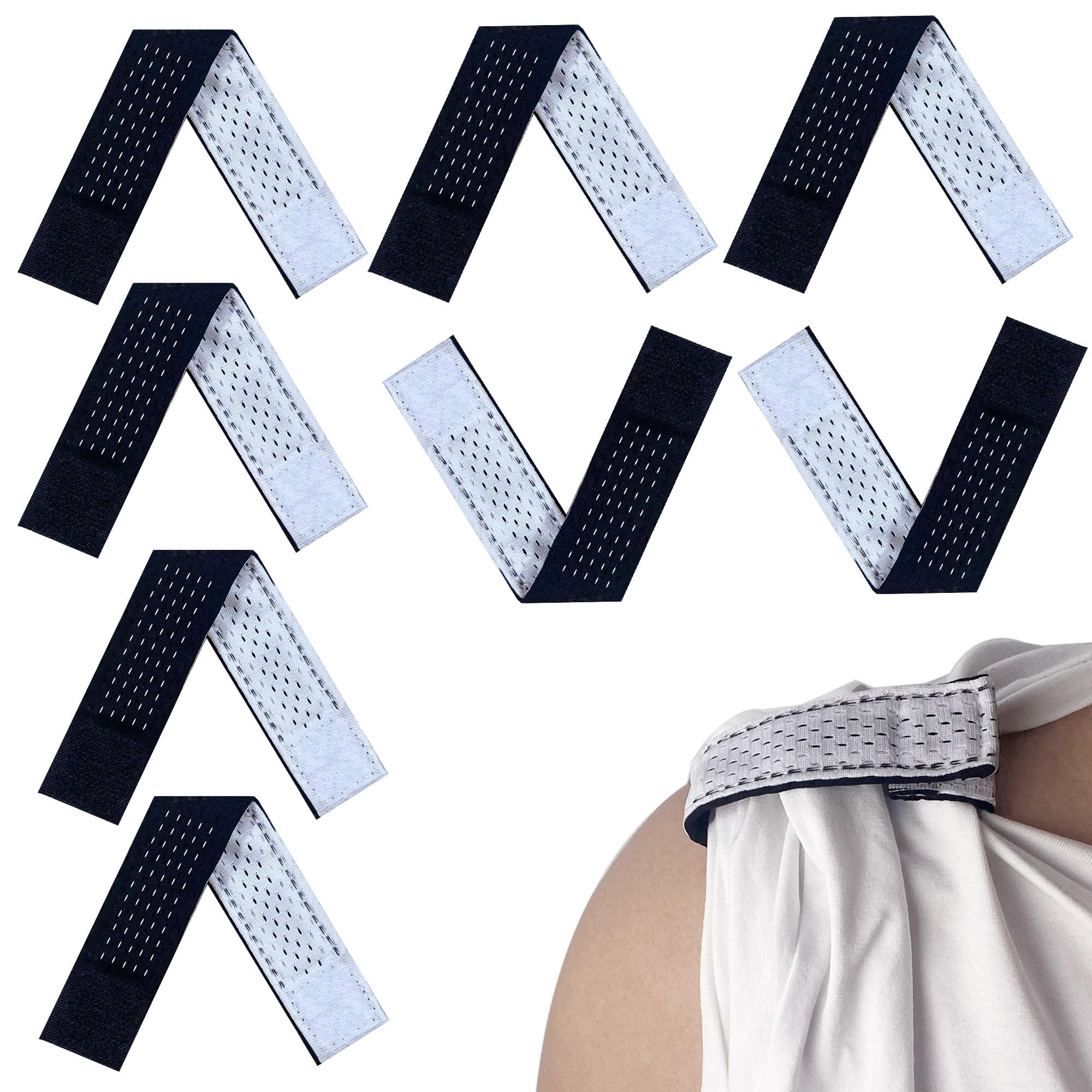 8 Count Softball Sleeve Holders Breathable Mesh Material, Adjustable Straps for Sports Bands, Baseball, Soccer, Sports Shirts - Black, White