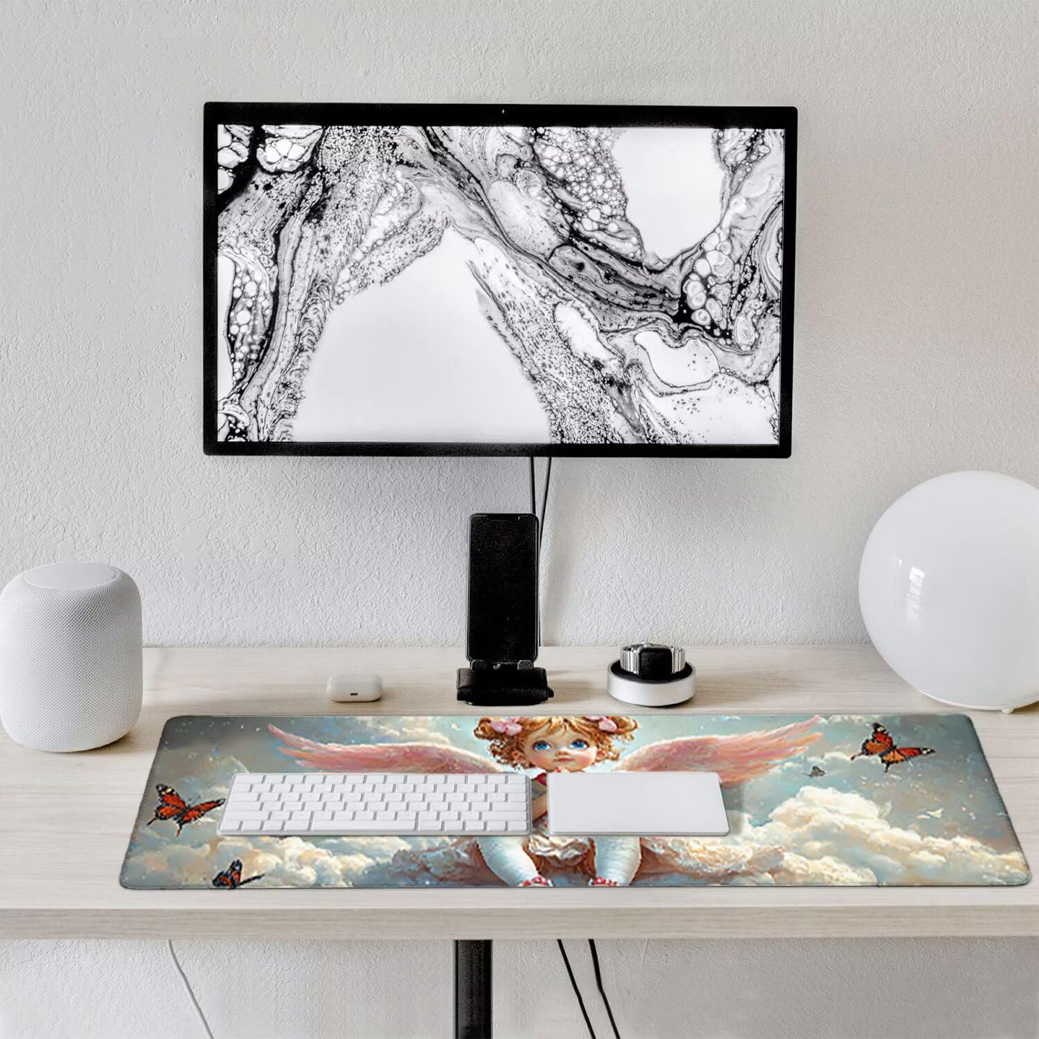 Tappetino per Mouse XXL 1400 x 600 mm Tappetino Mouse Gaming Grande, Mousepad con Base in Gomma Antiscivolo, Tappeto per Tavolo da Gaming per Mouse e Tastiera, Accessori PC (angelo ragazza) u-773