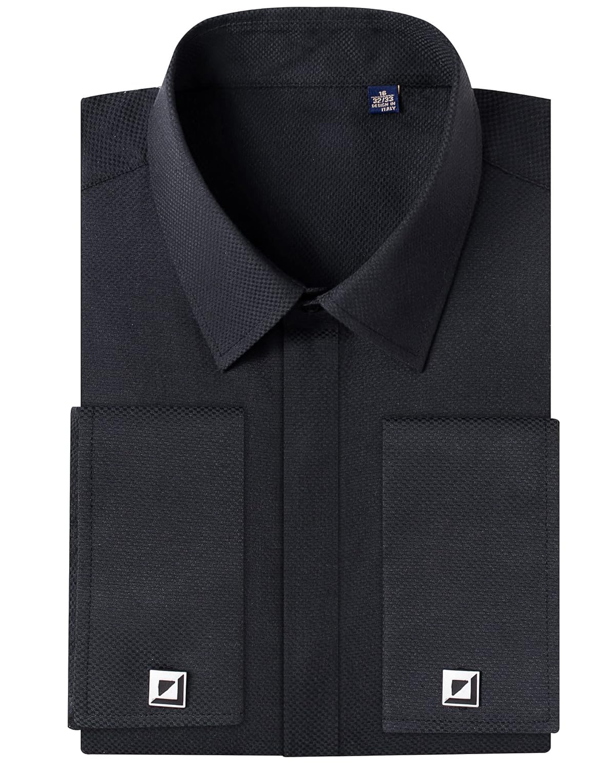 Alimens Gentle Mens Dress Shirts French Cuff Long Sleeve Regular Fit Formal Tuxedo Cufflinks Shirt