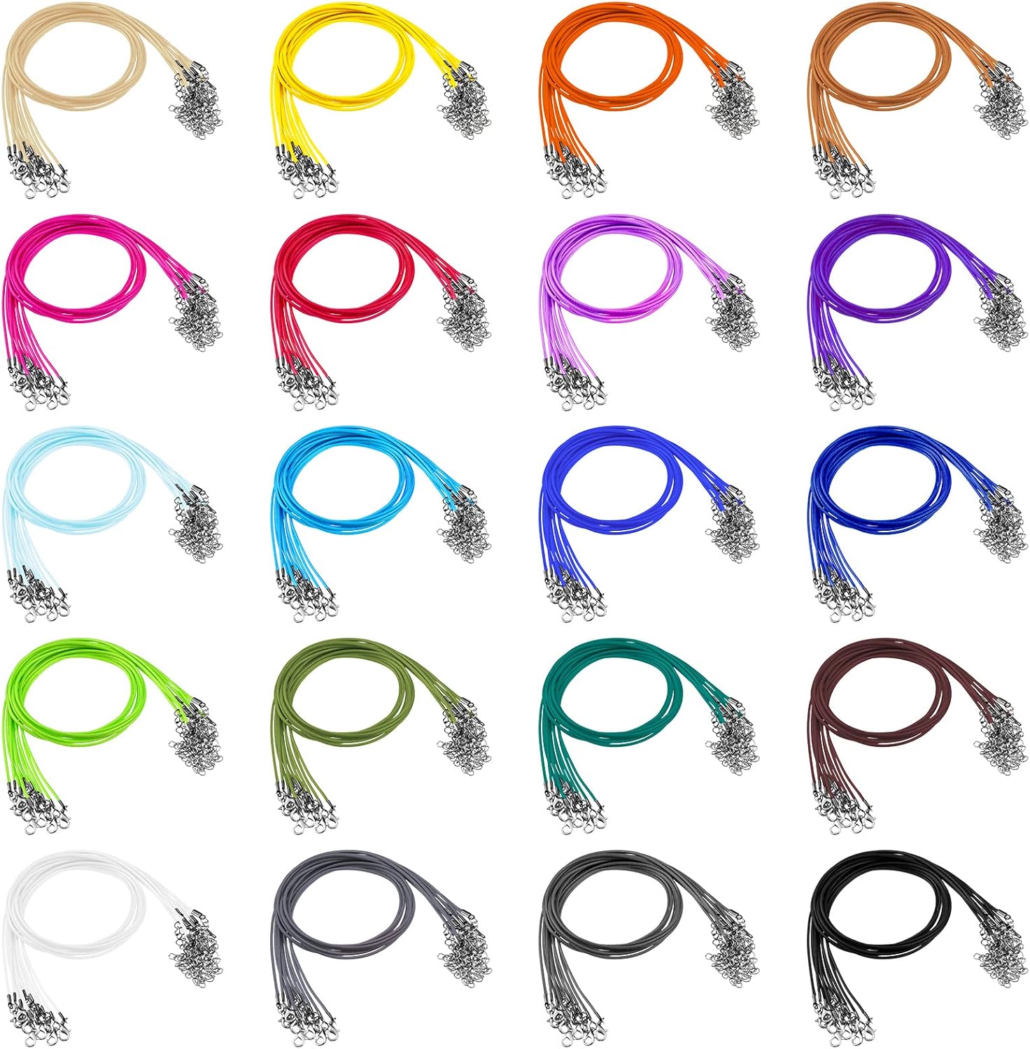 Tudomro 100 Pieces Waxed Leather Necklace Cord Bulk with Clasp Necklace Bracelet Chains String Rope Cord for Jewelry Making Pendants Charms(Rainbow Color,20 Inch) - Image 4