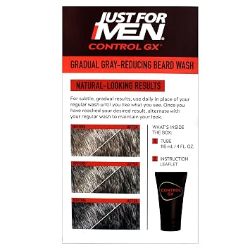 Just for Men Control GX Grey Reducing Beard Wash with Keratin, 4 Fl Oz (Packaging May Vary) - 2 Pack