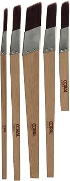 CORAL Aspire Paint-Brush Professional Ultra Smooth Silk Tip FSC, 5 Piece Pack, 0.25", 0.5", 0.75", 1", 0.5" Stubby, Lining Fitch Set, 33749