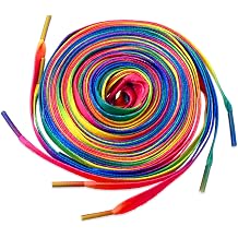 Ouligay 4 Pairs Rainbow Shoe Laces Flat Shoelaces for Adult Sneakers 120cm Colorful Shoelaces Flat Rainbow Gradient Shoe Laces