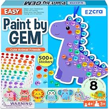 EZCRA Paint by Sticker Kit for Kids - Animal Friends, 500+ Gem Stickers
