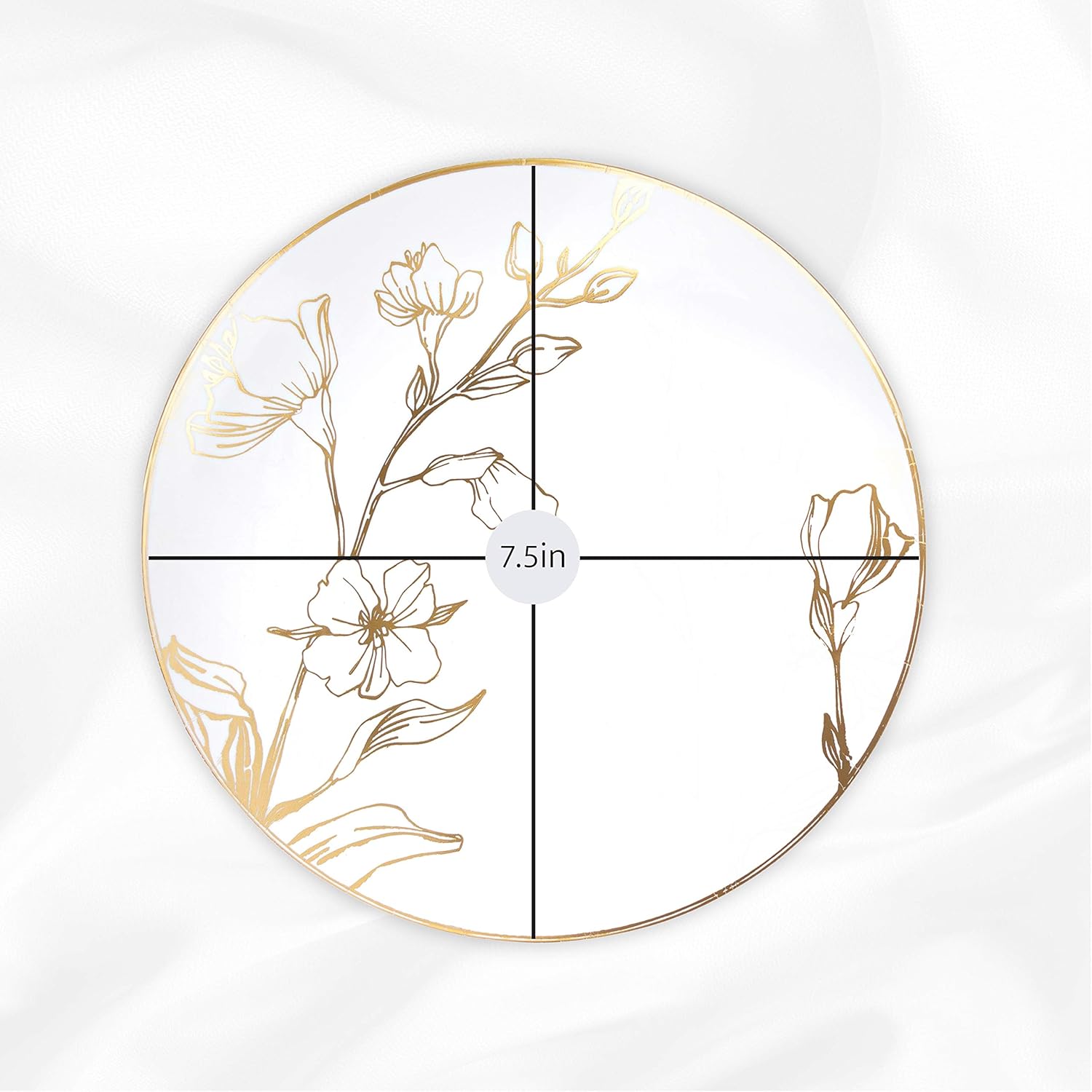 [7'' Plates 10 Count] White Plastic Floral Design Party Plates With Gold Rim Premium heavyweight Elegant Disposable Tableware Dishes - Image 3