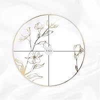 Vista 35 de Plasticpro - Platos de fiesta con diseño floral de plástico blanco con borde dorado, platos desechables pesados, elegantes y de alta calidad