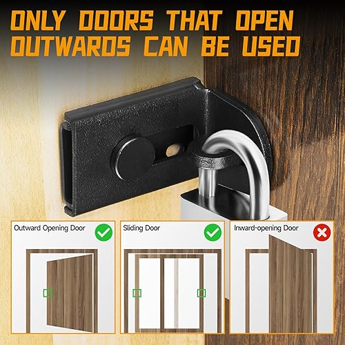 Miniatura 7 de Cerradura de puerta corredera, cerradura de cerrojo de puerta de 90 grados, candado de seguridad de ángulo recto de acero inoxidable con tornillos