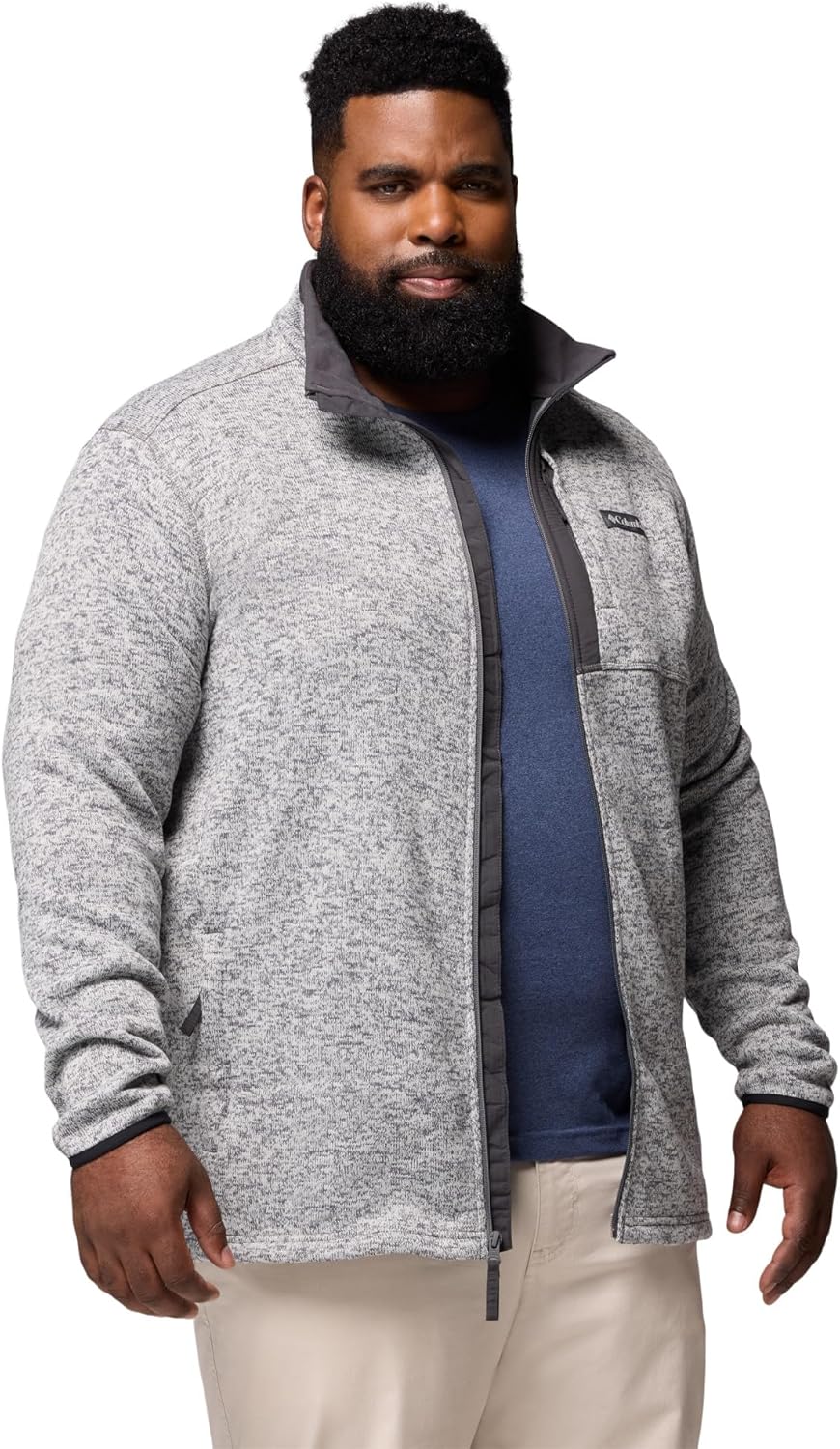 Columbia Mens Sweater Weather Full Zip, City Grey Heather, 1X