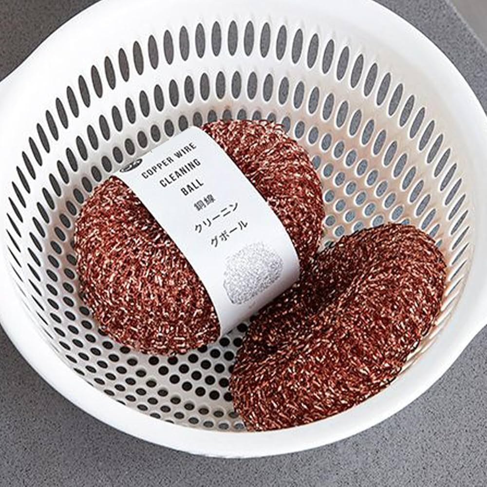 Eponge Cuivre Vaisselle, 4 Pièces Grattoir Cuivre Poele INOX, Brosse