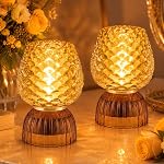 Small Battery Operated Lamp with Timer, Pinecone, Pink | Cordless, Glass, Tiny, Home Decor, Table, Shelf, Bedroom, Entryway, Kitchen, Bathroom, Birthday Gift for Women