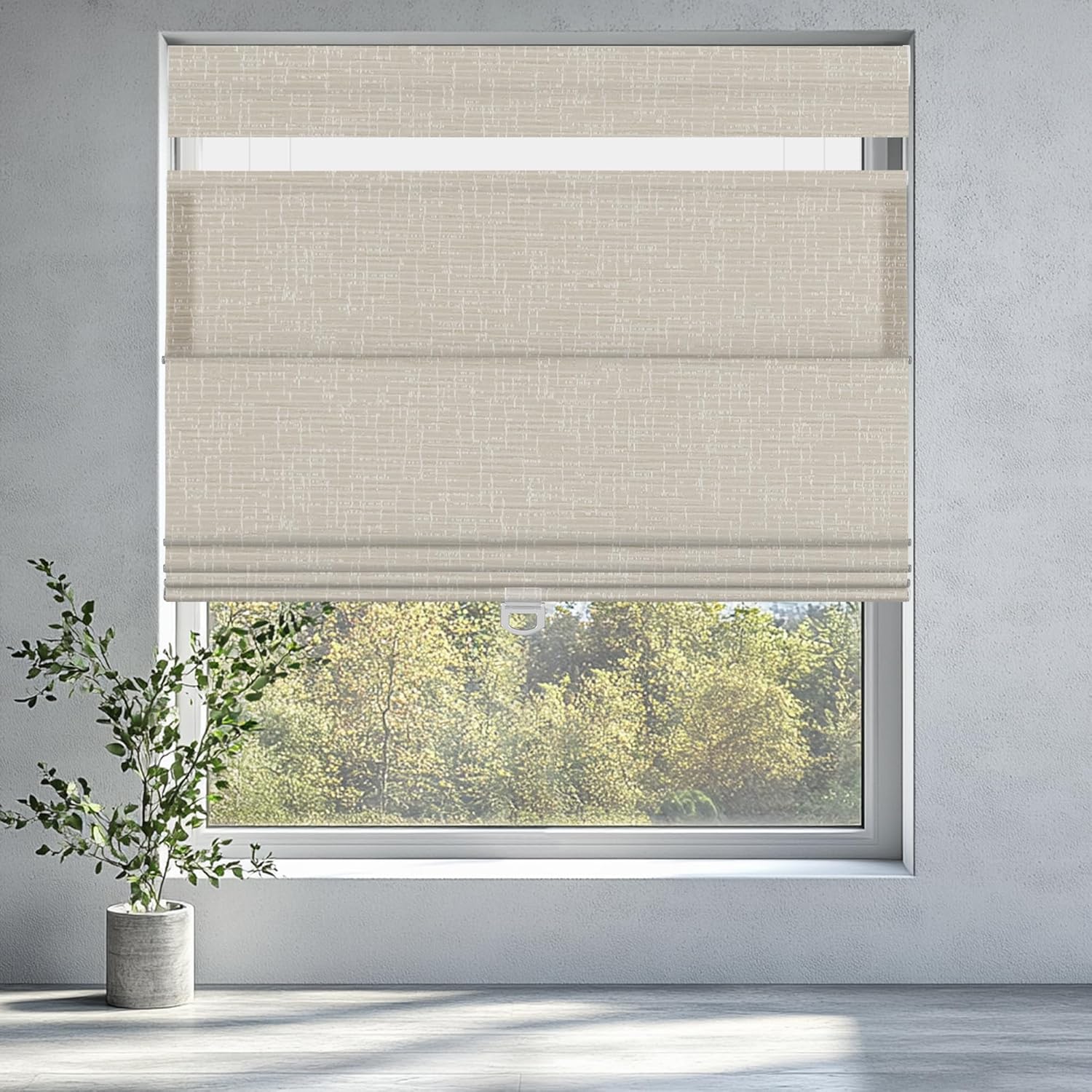 Top Down Bottom Up Light Filtering Roman Shades for Window,Cordless Lift Roman Blinds Darking Fabric,Thermal Insulated Window Blinds,Light-Filtering-Beige,Custom Size